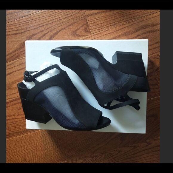 Black 'Aria' Mesh Leather Combo Heel Sandal - Picture 6 of 11